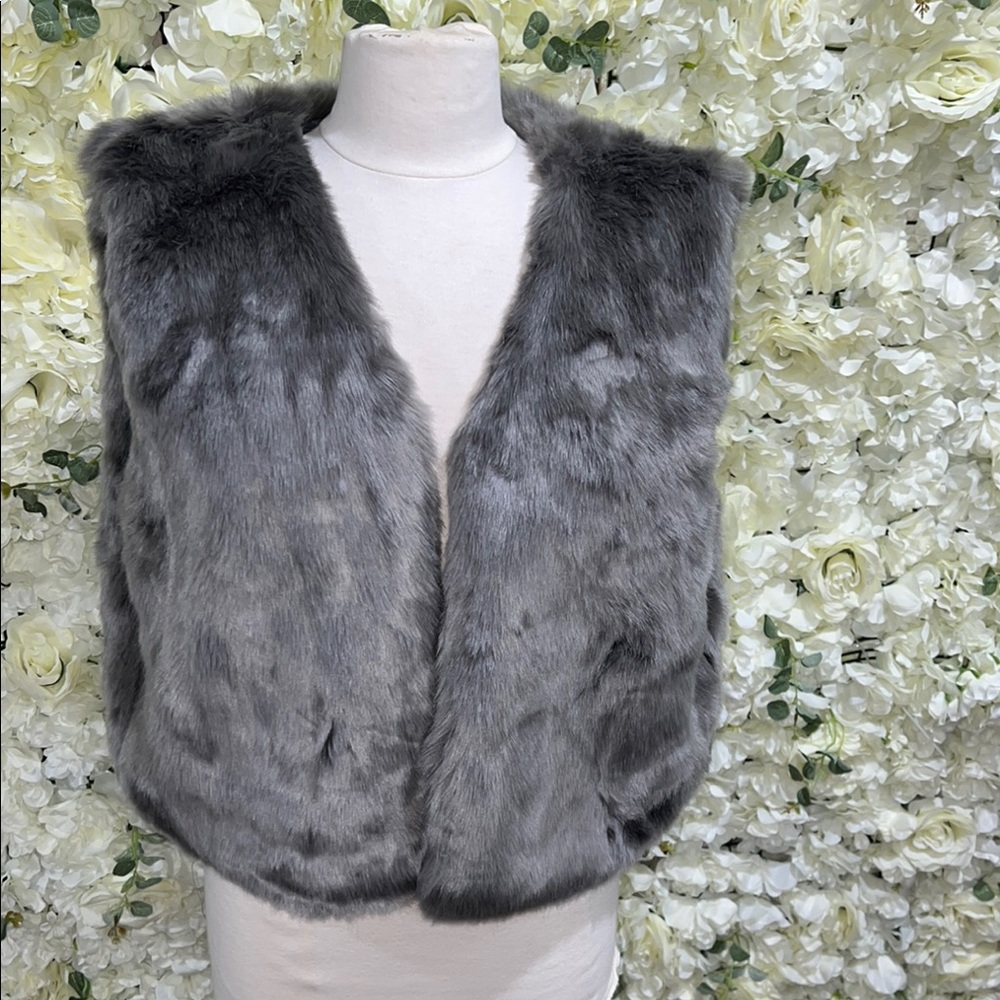 Gray Faux Fur Vest